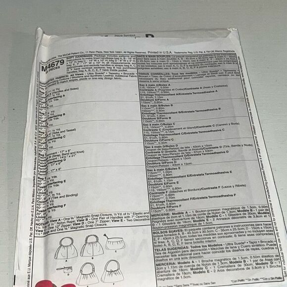 Lot 4 Craft Patterns Purses New Simplicity And Others Pillows Table Cloth Napkin - Picture 7 of 9